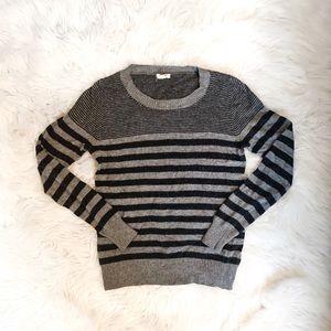 JCrew Cozy Black and Gray Striped Sweater